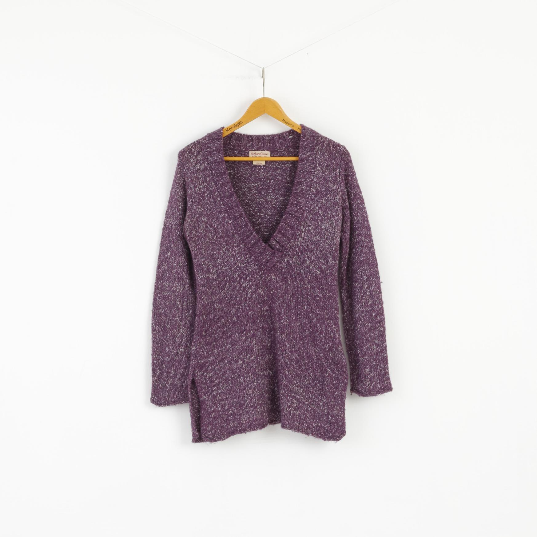 Marlboro Classics Femmes M Jumper Violet Col V Laine Acrylique Mélange Pull
