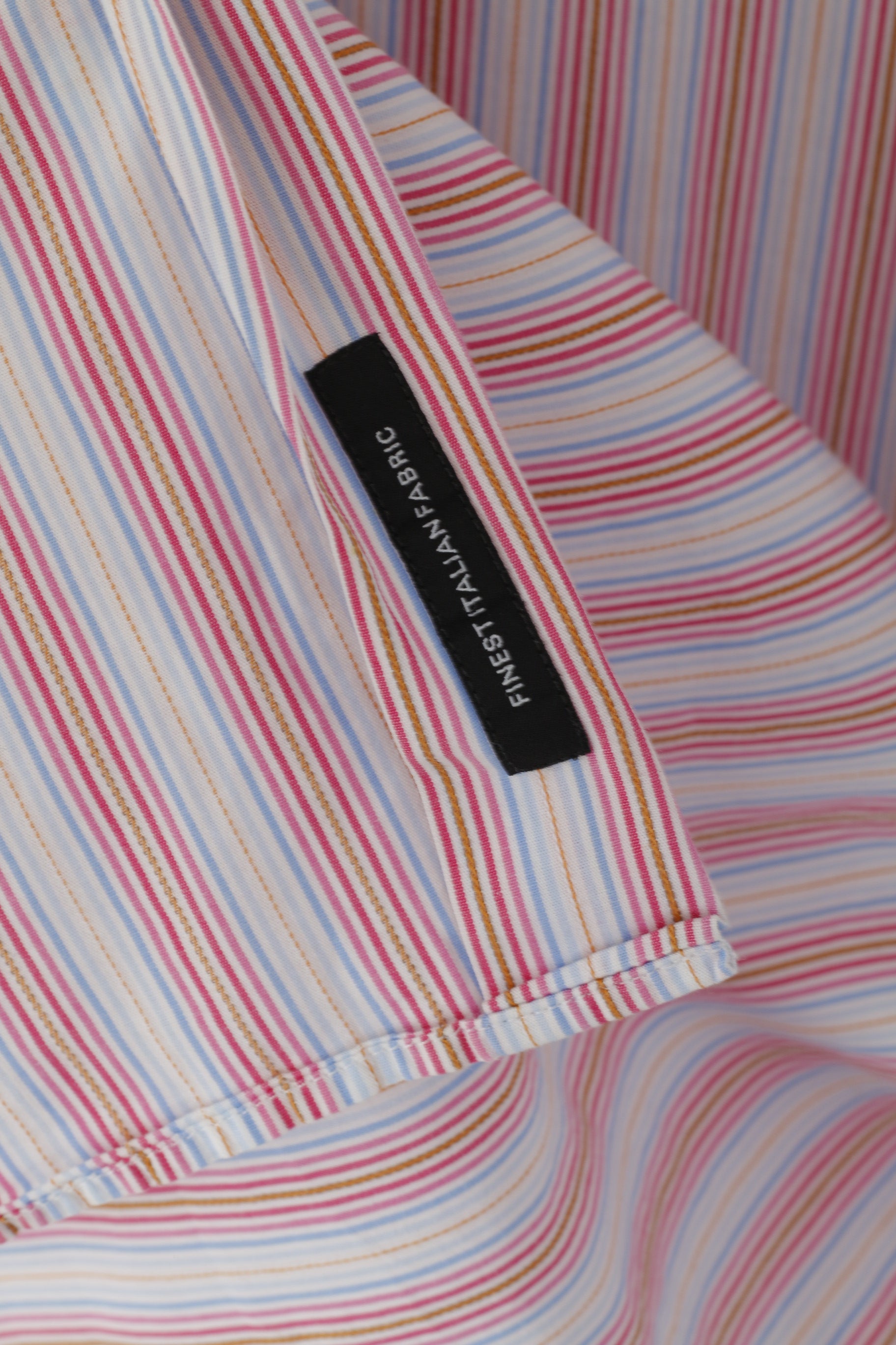 Hugo Boss Men 41 16 L Casual Shirt Blue Pink Striped Cotton Long Sleeve Top