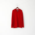 Chaps Men XL Polo Shirt Red Long Sleeve Cotton Sport Logo Detailed Buttons Top