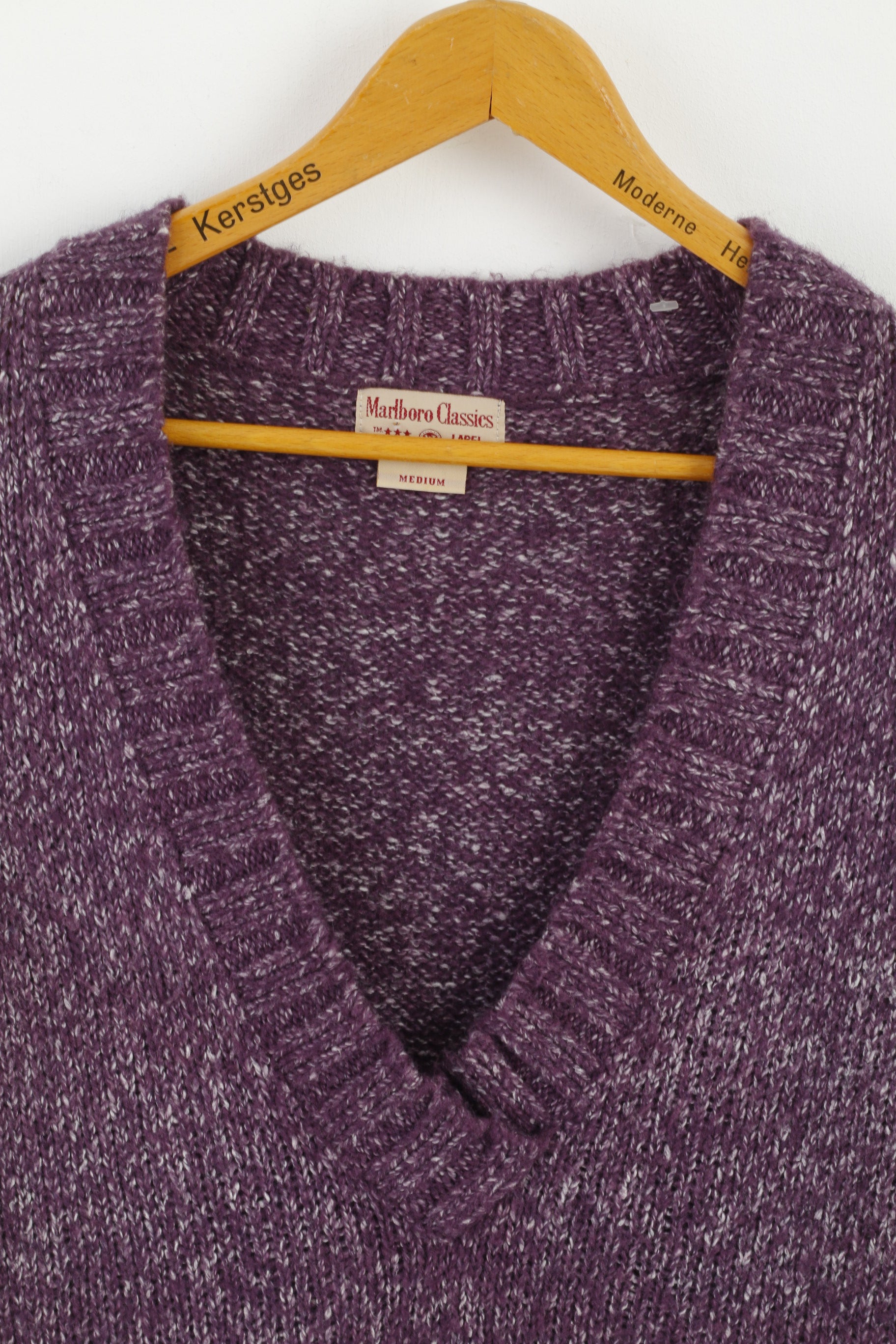 Marlboro Classics Femmes M Jumper Violet Col V Laine Acrylique Mélange Pull