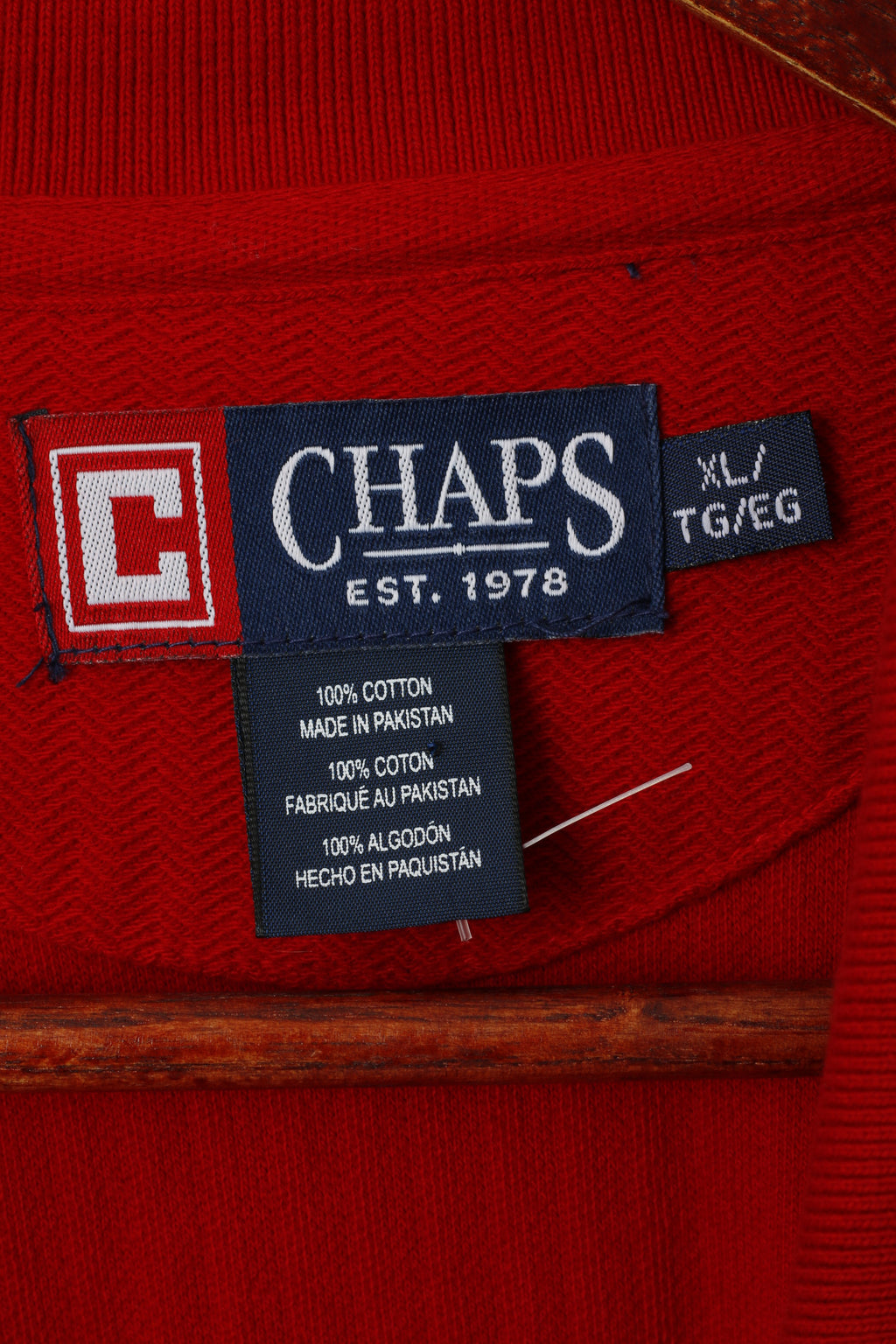 Chaps Men XL Polo Shirt Red Long Sleeve Cotton Sport Logo Detailed Buttons Top