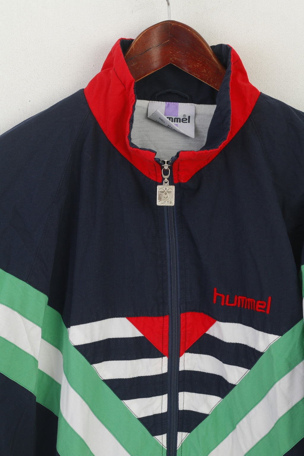 Hummel Hommes 8 XXL Bomber Veste Marine Vintage Années 90 Full Zipper Sportswear Top