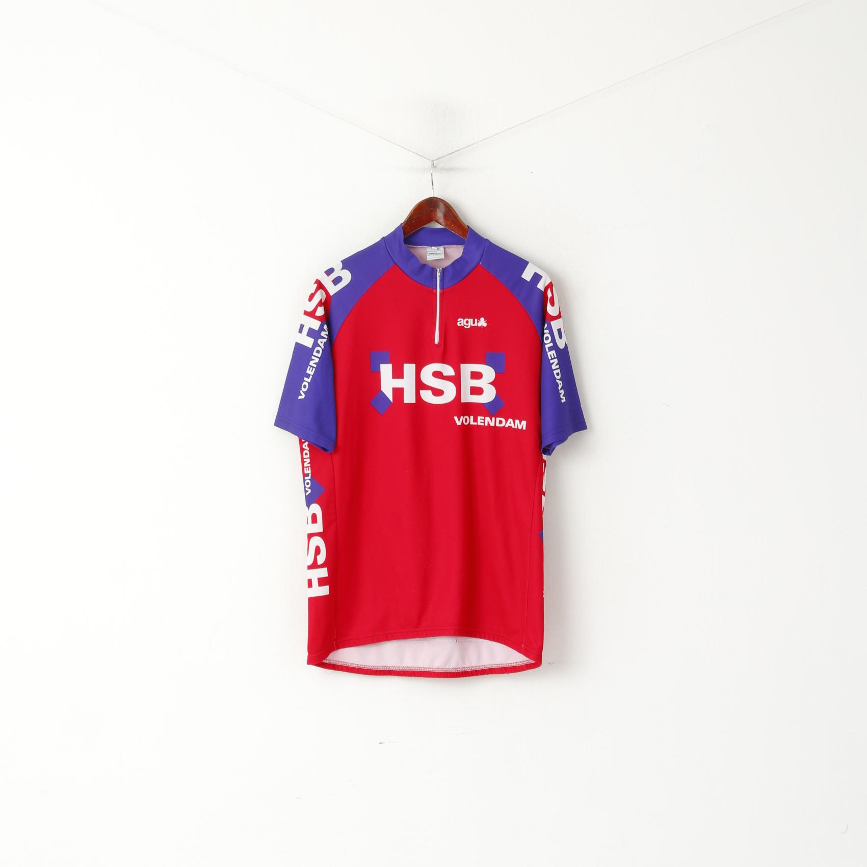 AGU Bike Gear Chemise de cyclisme XL pour homme Rouge Violet Vintage Made in Italy Volendam Top