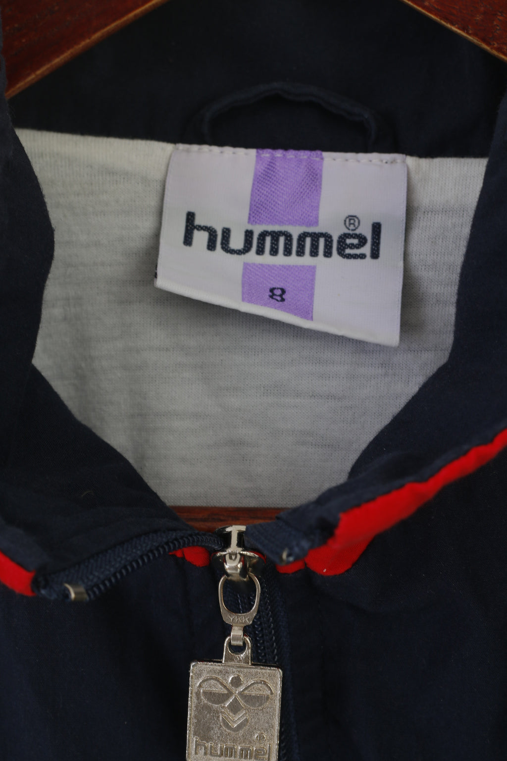 Hummel Hommes 8 XXL Bomber Veste Marine Vintage Années 90 Full Zipper Sportswear Top