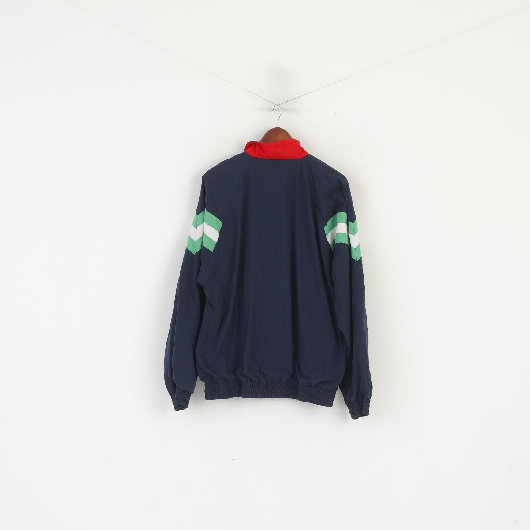 Hummel Hommes 8 XXL Bomber Veste Marine Vintage Années 90 Full Zipper Sportswear Top