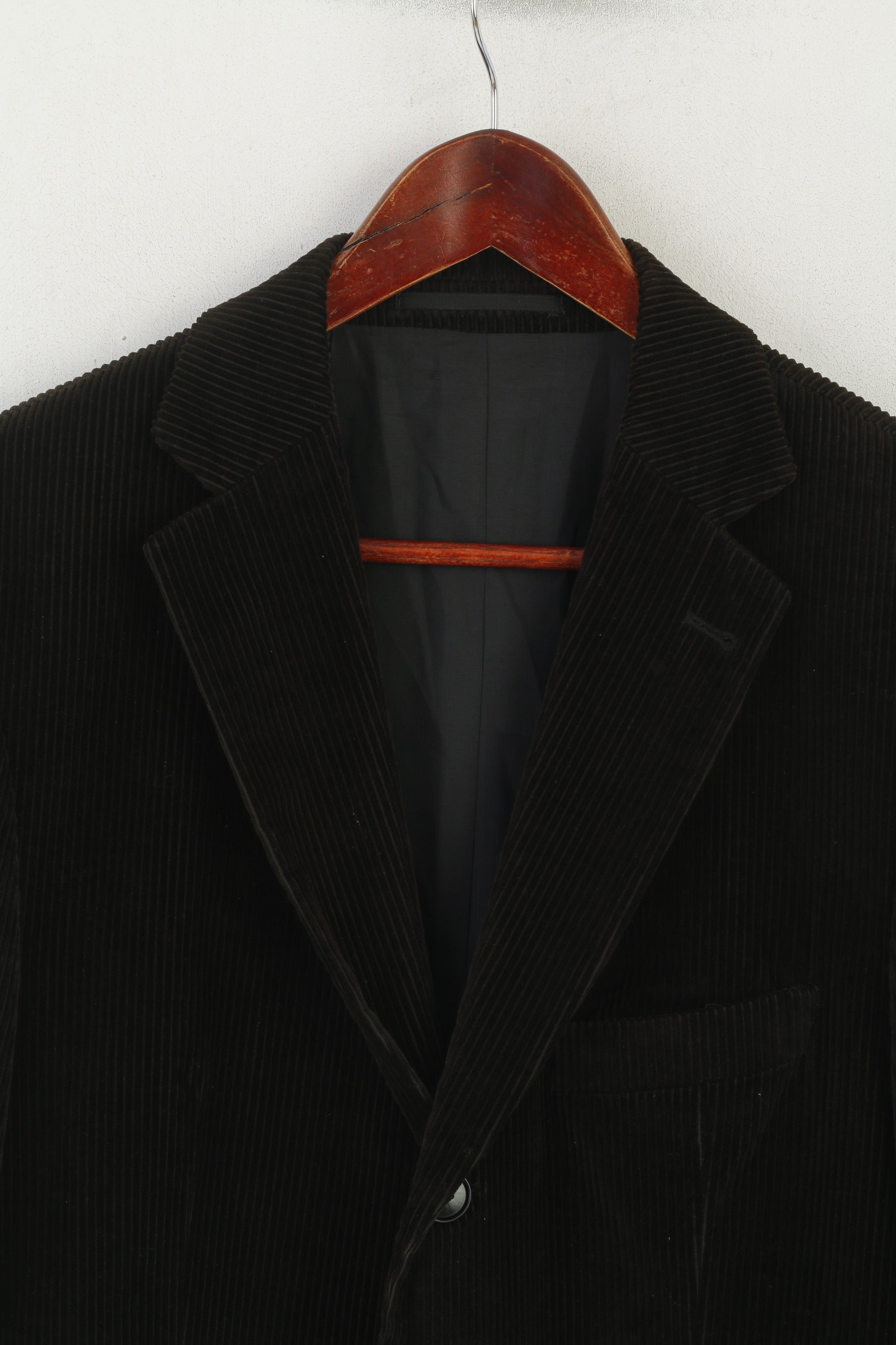 Hugo Boss Men 50 40 Blazer Dark Green Corduroy Cotton Vintage Single Breasted Jacket