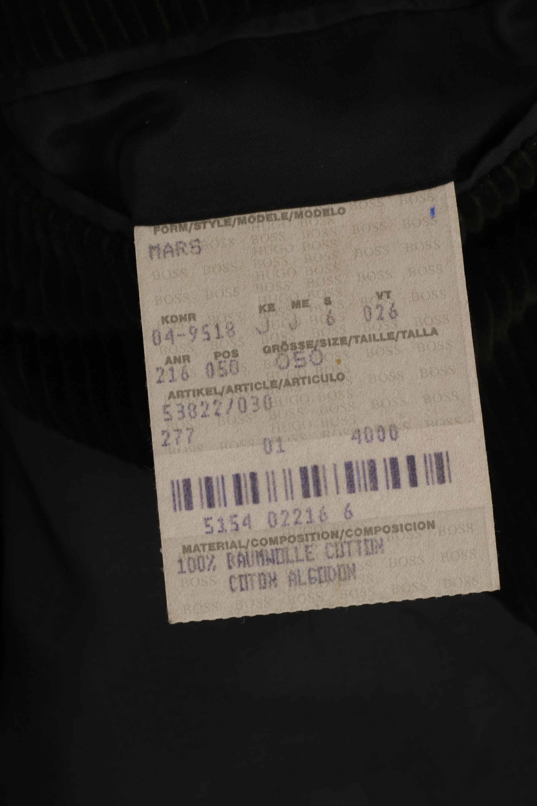 Hugo Boss Men 50 40 Blazer Dark Green Corduroy Cotton Vintage Single Breasted Jacket