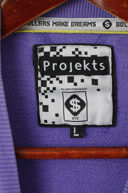 Projekts $ Men L Sweatshirt Purple Cotton Dollars Make Dreams NYC Blouse Top
