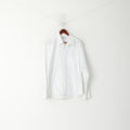 Duck and Cover Men XL (L) Casual Shirt White Cotton Striped Texture Long Sleeve Top