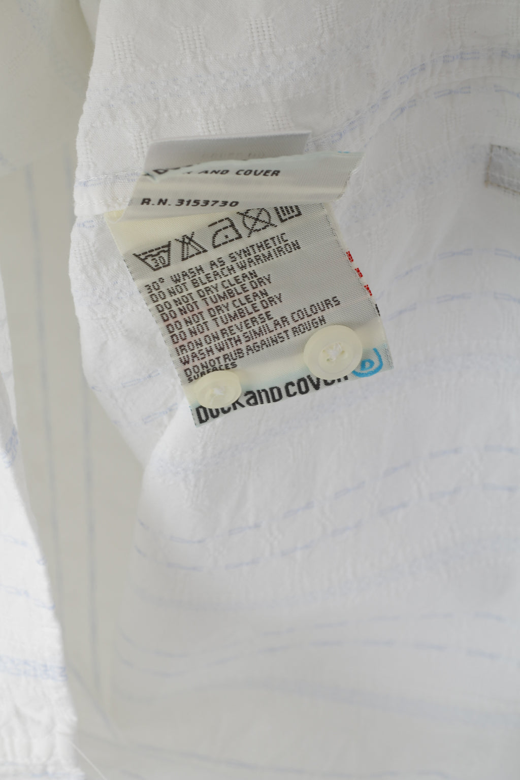 Duck and Cover Men XL (L) Camicia casual Top a maniche lunghe con trama a righe in cotone bianco