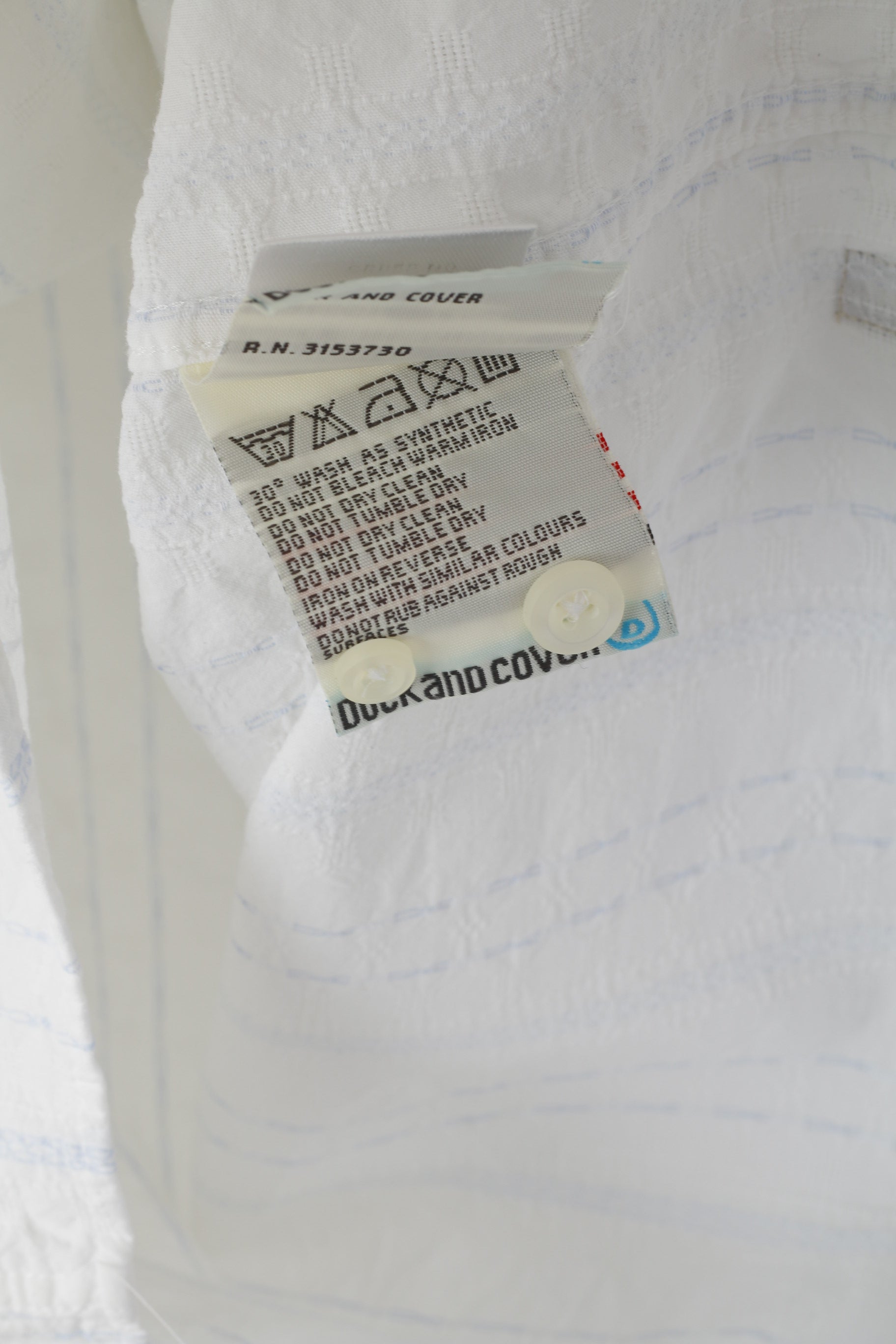 Duck and Cover Men XL (L) Camicia casual Top a maniche lunghe con trama a righe in cotone bianco