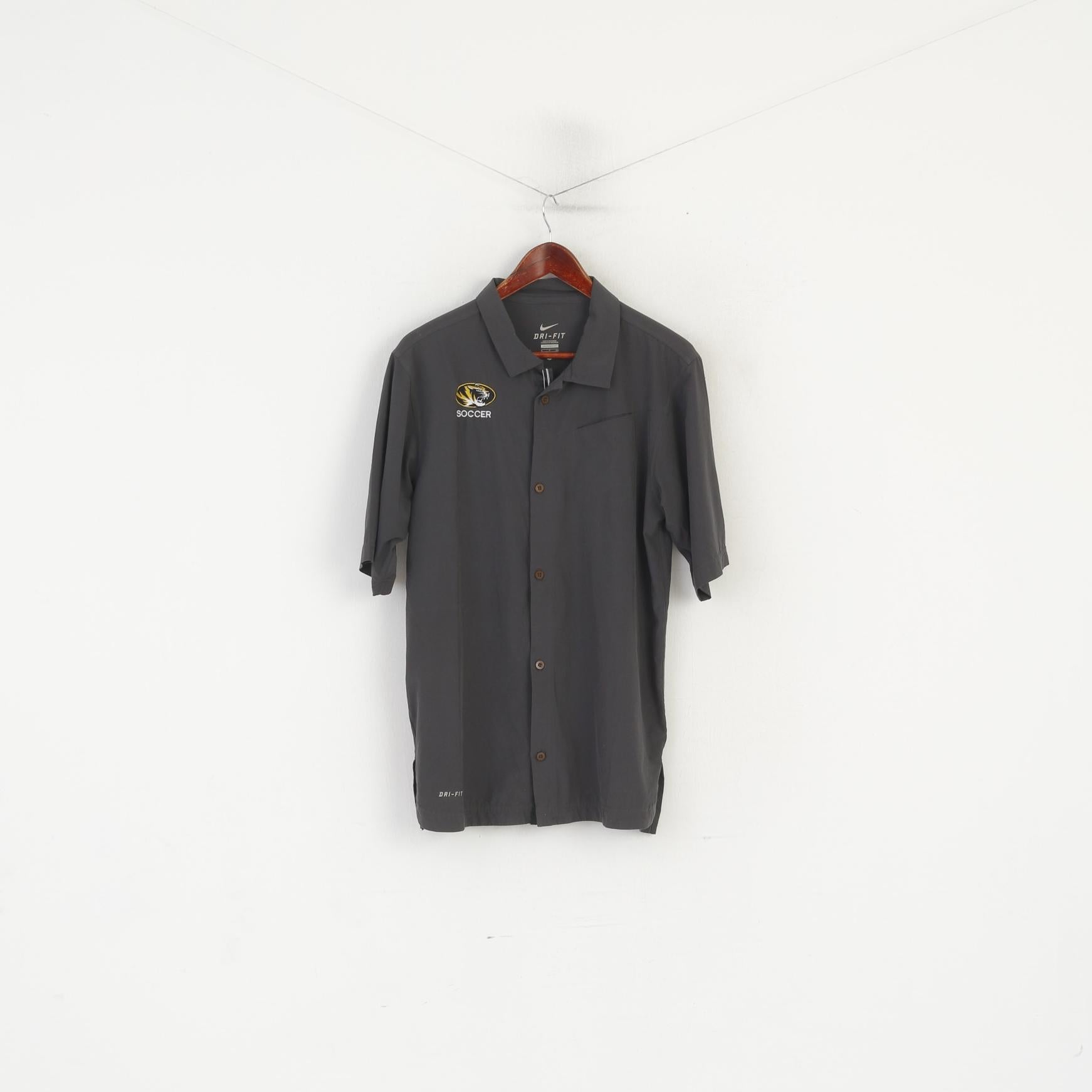 Nike Men S Casual Shirt Gray Dr-Fit Mizzou Tigers Soccer Vintage Sport Top