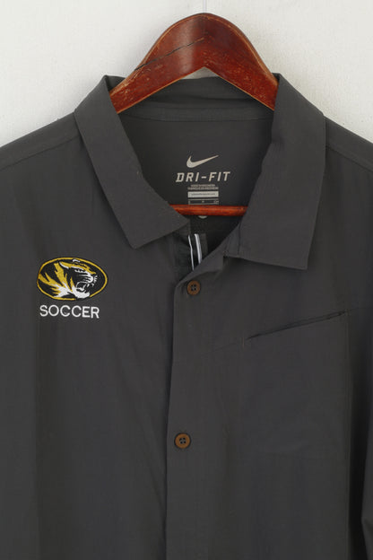 Nike Men S Casual Shirt Gray Dr-Fit Mizzou Tigers Soccer Vintage Sport Top
