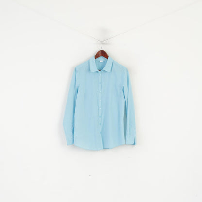 Cotton Traders Camicia casual da donna 16 XL Top a maniche lunghe in cotone tinta unita turchese acqua