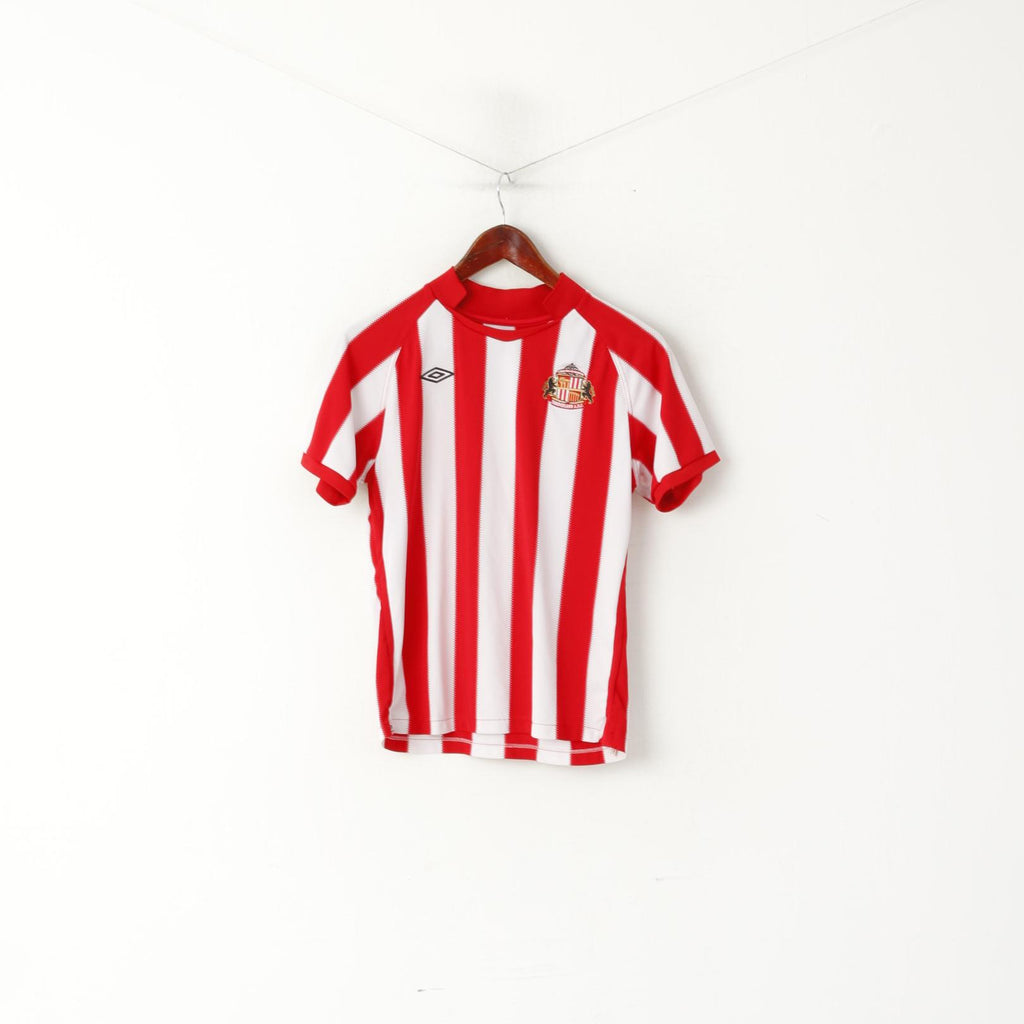 Umbro Boys LB 152 Shirt Red Sunderland A.F.C Striped Football Club Lucy #6 Jersey Top