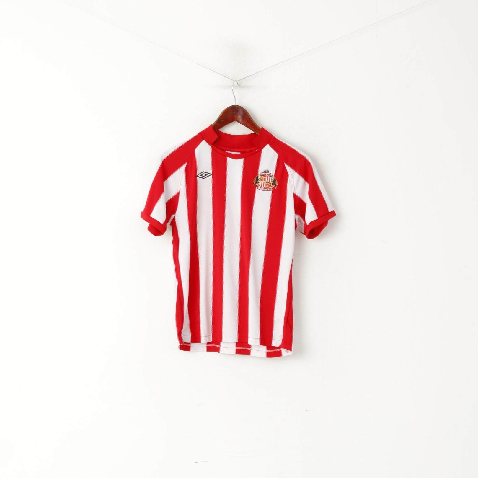 Umbro Boys LB 152 Shirt Red Sunderland A.F.C Striped Football Club Lucy #6 Jersey Top