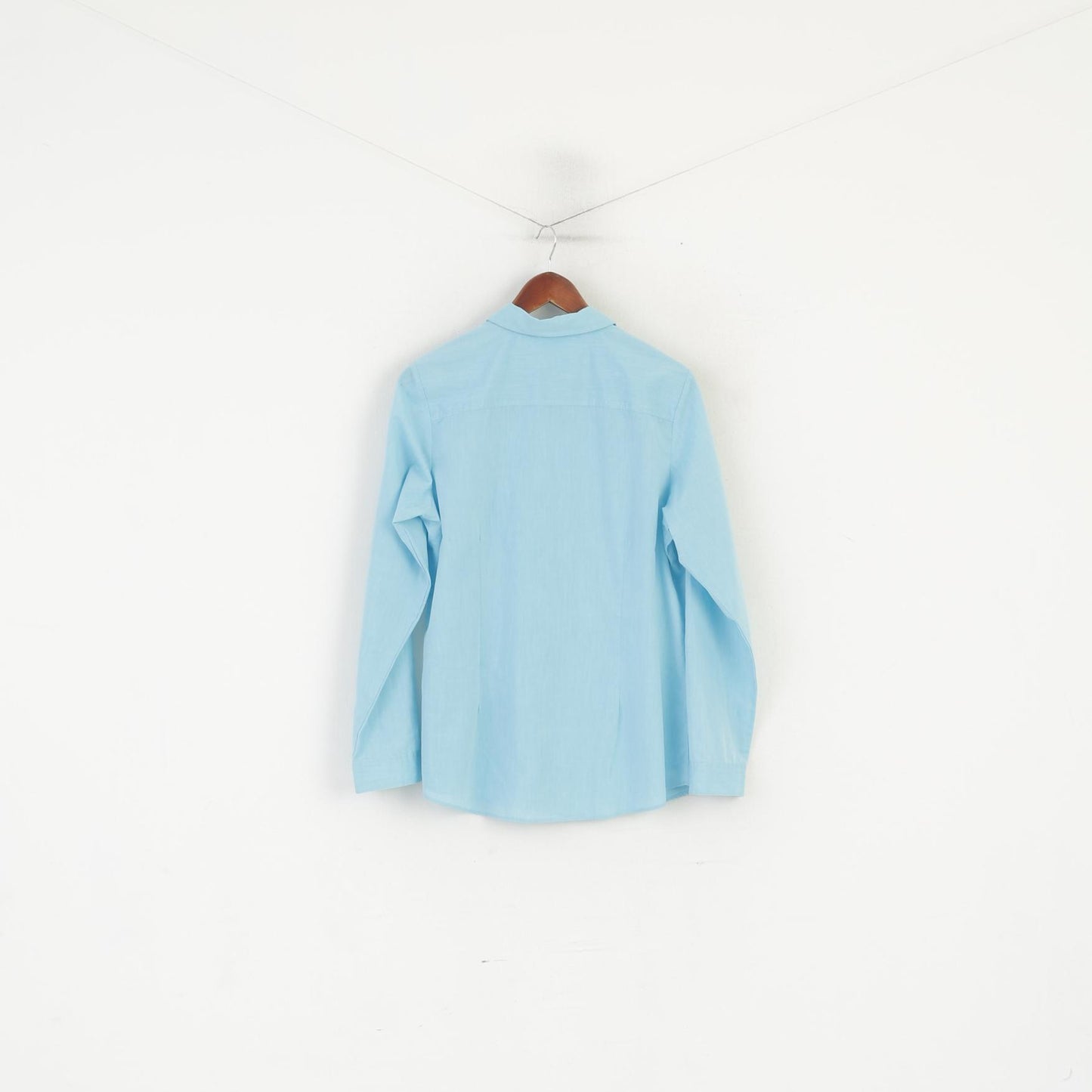 Cotton Traders Women 16 XL Casual Shirt Turquoise Aqua Cotton Plain Long Sleeve Top