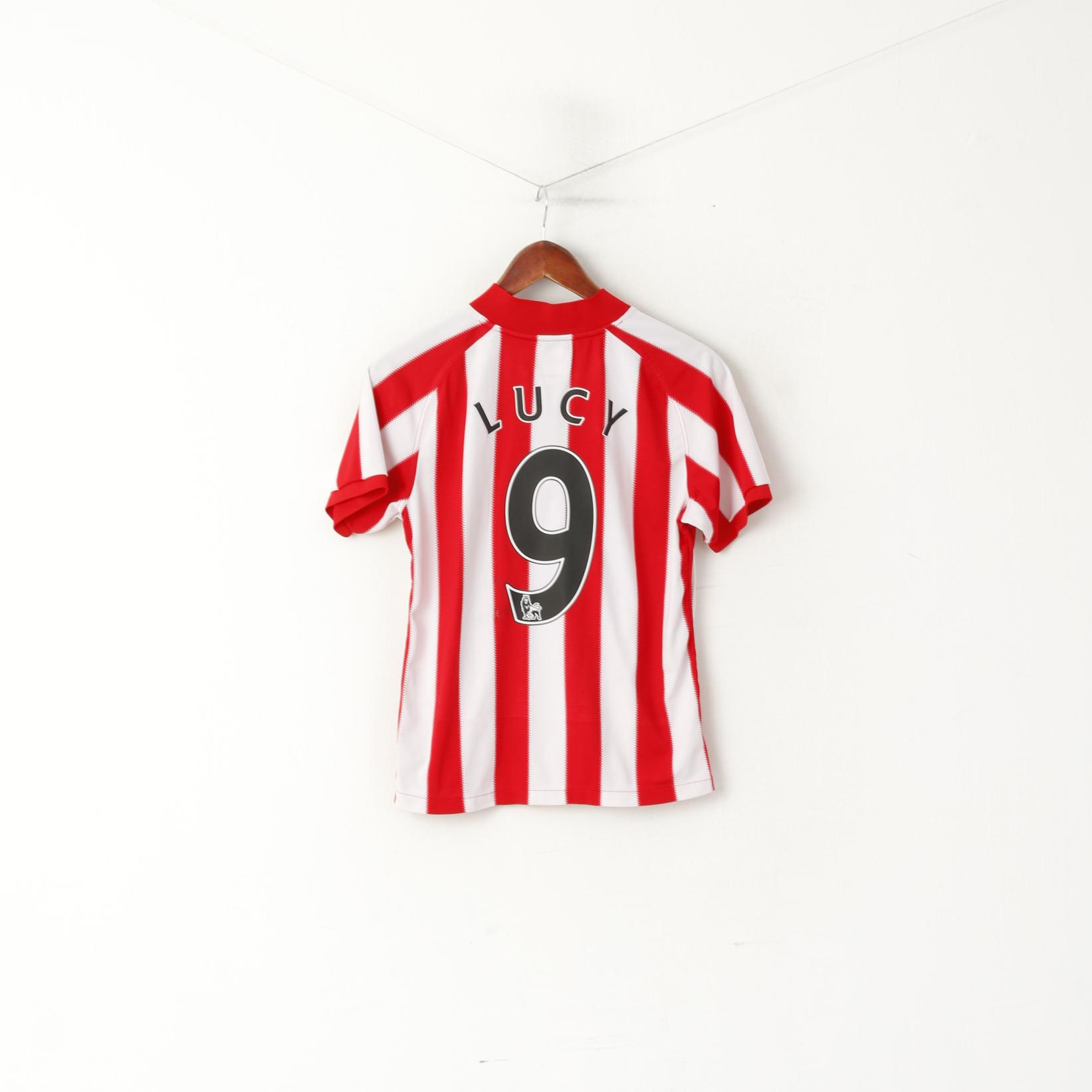 Umbro Boys LB 152 Shirt Red Sunderland A.F.C Striped Football Club Lucy #6 Jersey Top