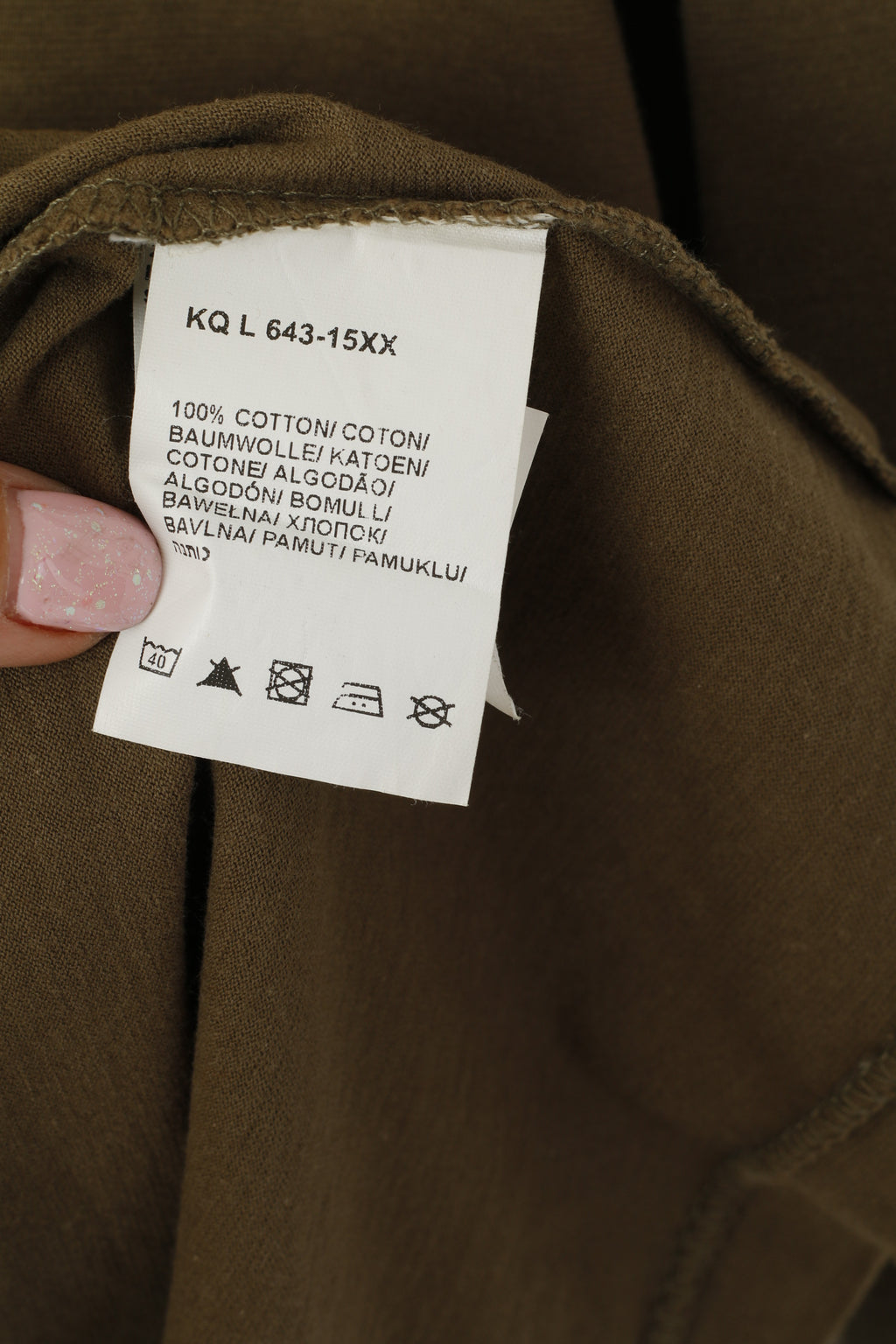 Camicia Lee da uomo a maniche lunghe XL in cotone kaki con logo, girocollo elasticizzato