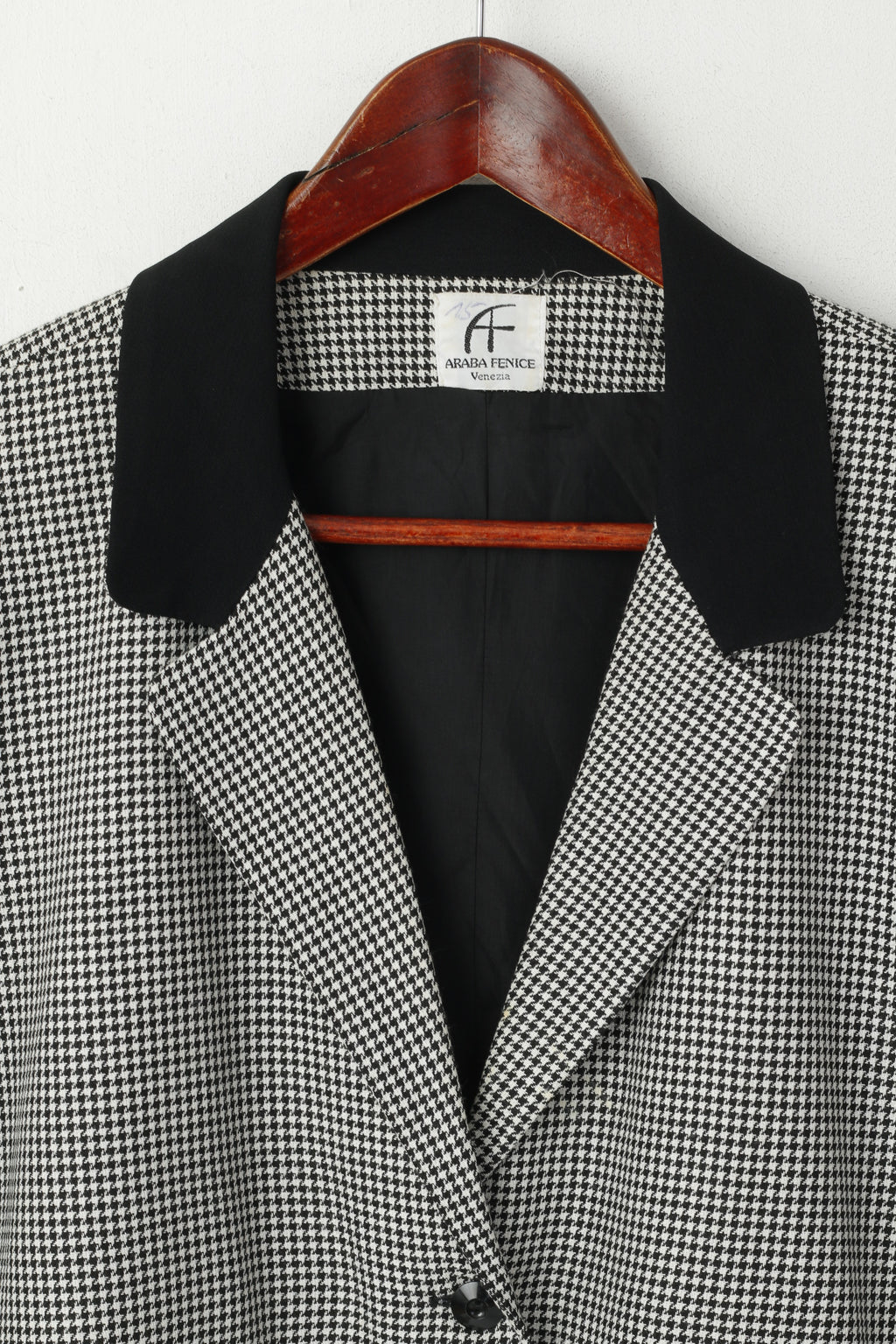 Araba Fenice Venezia Women M Blazer Black & White Houndstooth Vintage 80s jacket