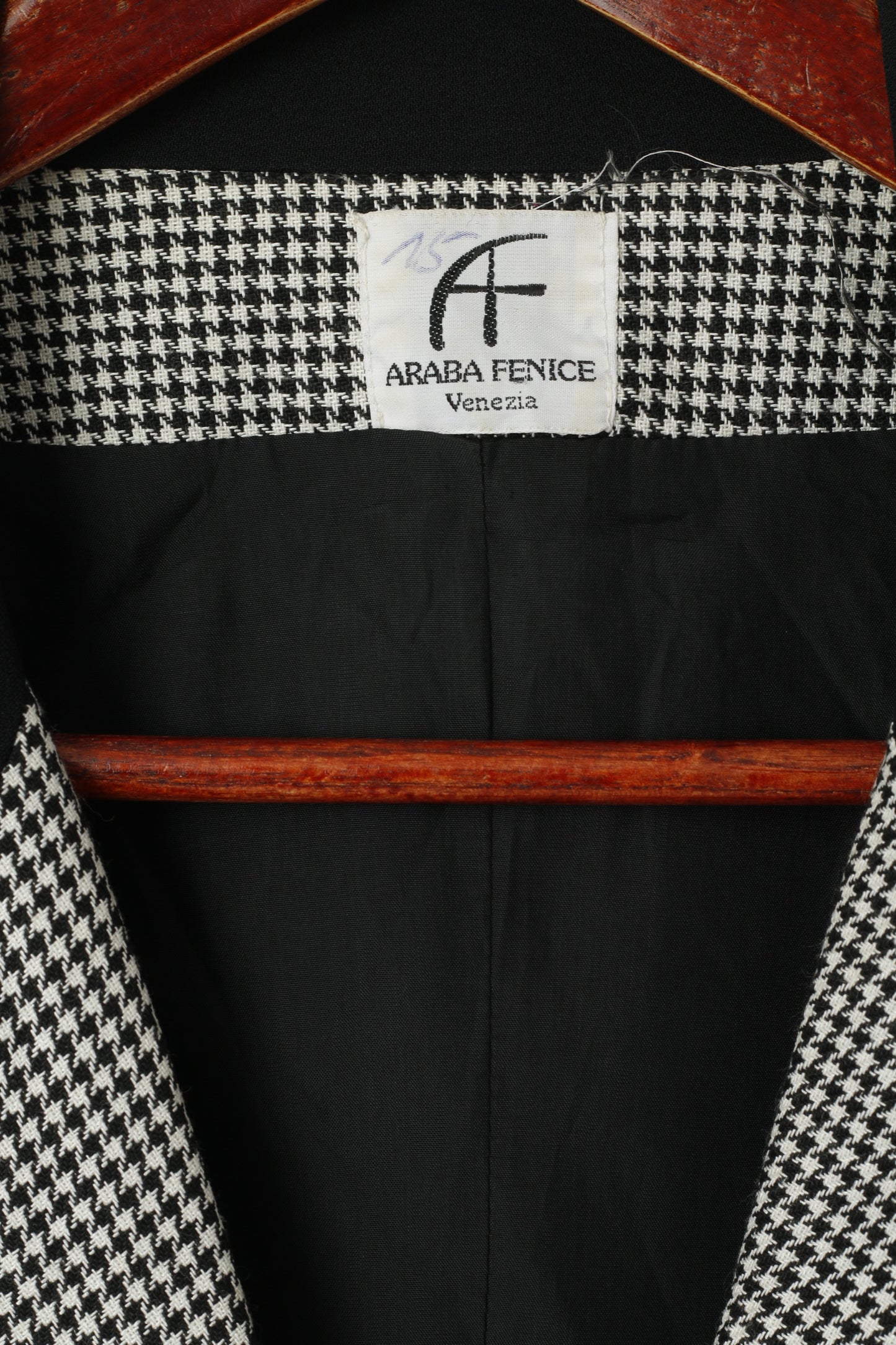 Araba Fenice Venezia Women M Blazer Black & White Houndstooth Vintage 80s jacket
