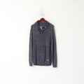 ETIREL Campus Sportswear Men L Jumper Navy Knit Cotton Shawl Collar Sweater