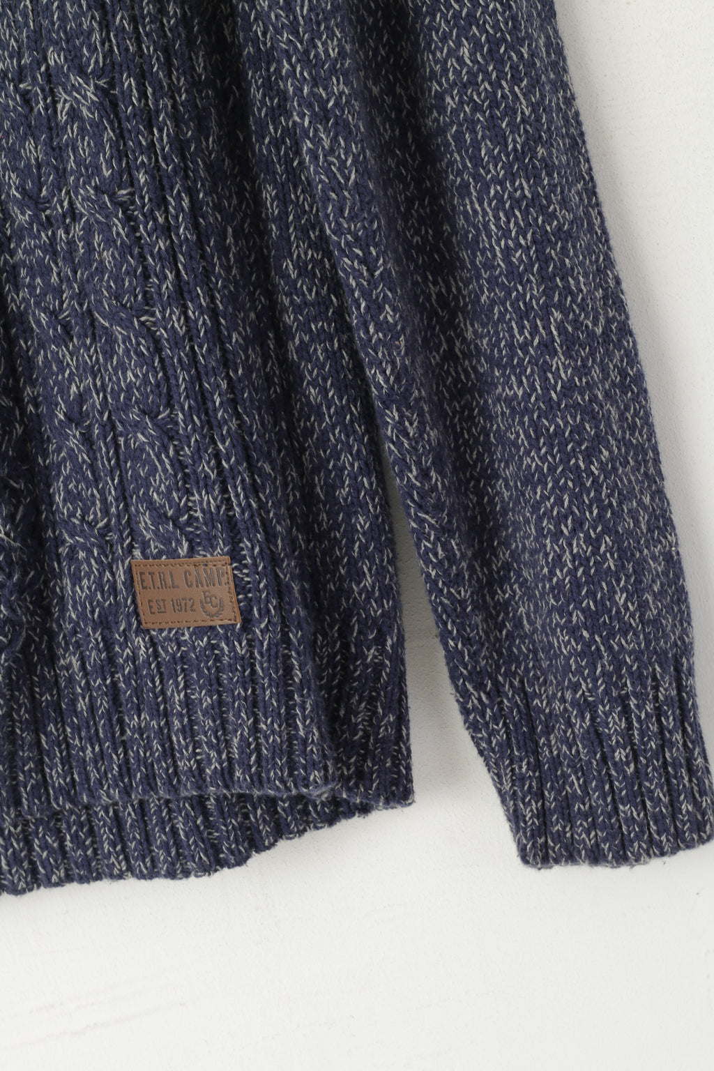 ETIREL Campus Sportswear Hommes L Jumper Marine Tricot Coton Col Châle Pull