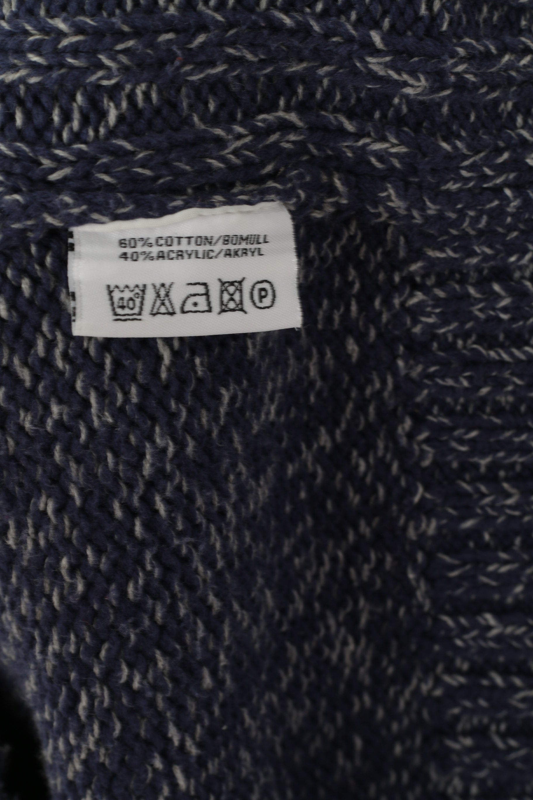 ETIREL Campus Sportswear Hommes L Jumper Marine Tricot Coton Col Châle Pull