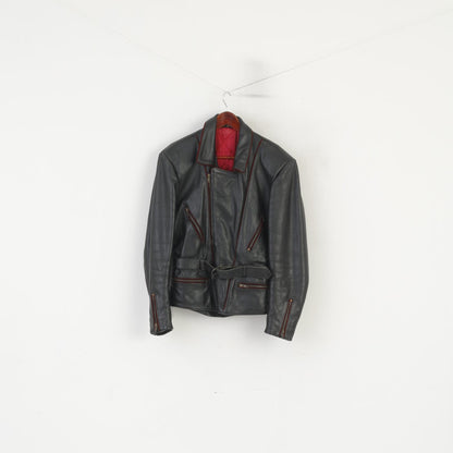 Vintage Men S Leather Jacket Black Vintage Biker Heavy Full Zipper Lined Top