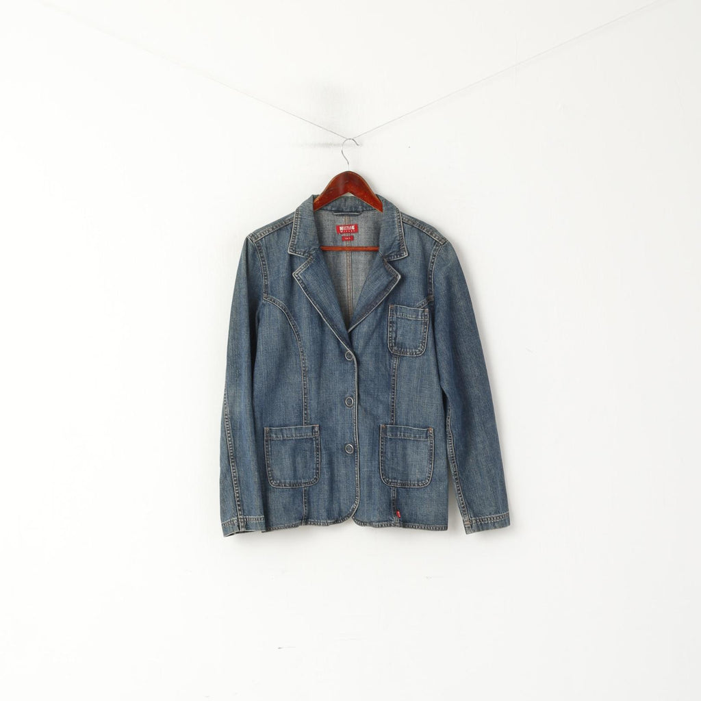 Mustang Jeans Donna L Blazer Giacca di jeans con bottoni a pressione in cotone denim vintage blu