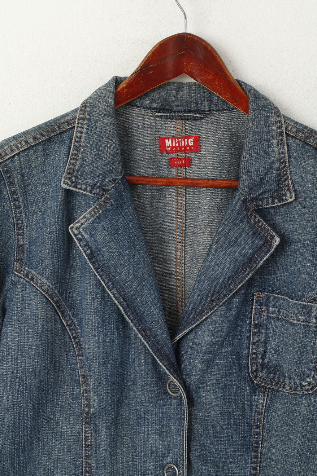 Mustang Jeans Donna L Blazer Giacca di jeans con bottoni a pressione in cotone denim vintage blu