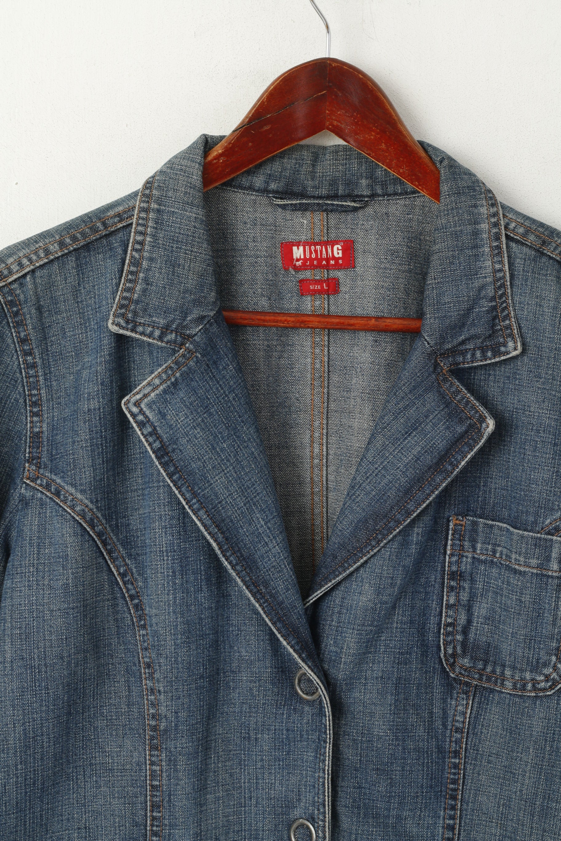 Mustang Jeans Donna L Blazer Giacca di jeans con bottoni a pressione in cotone denim vintage blu