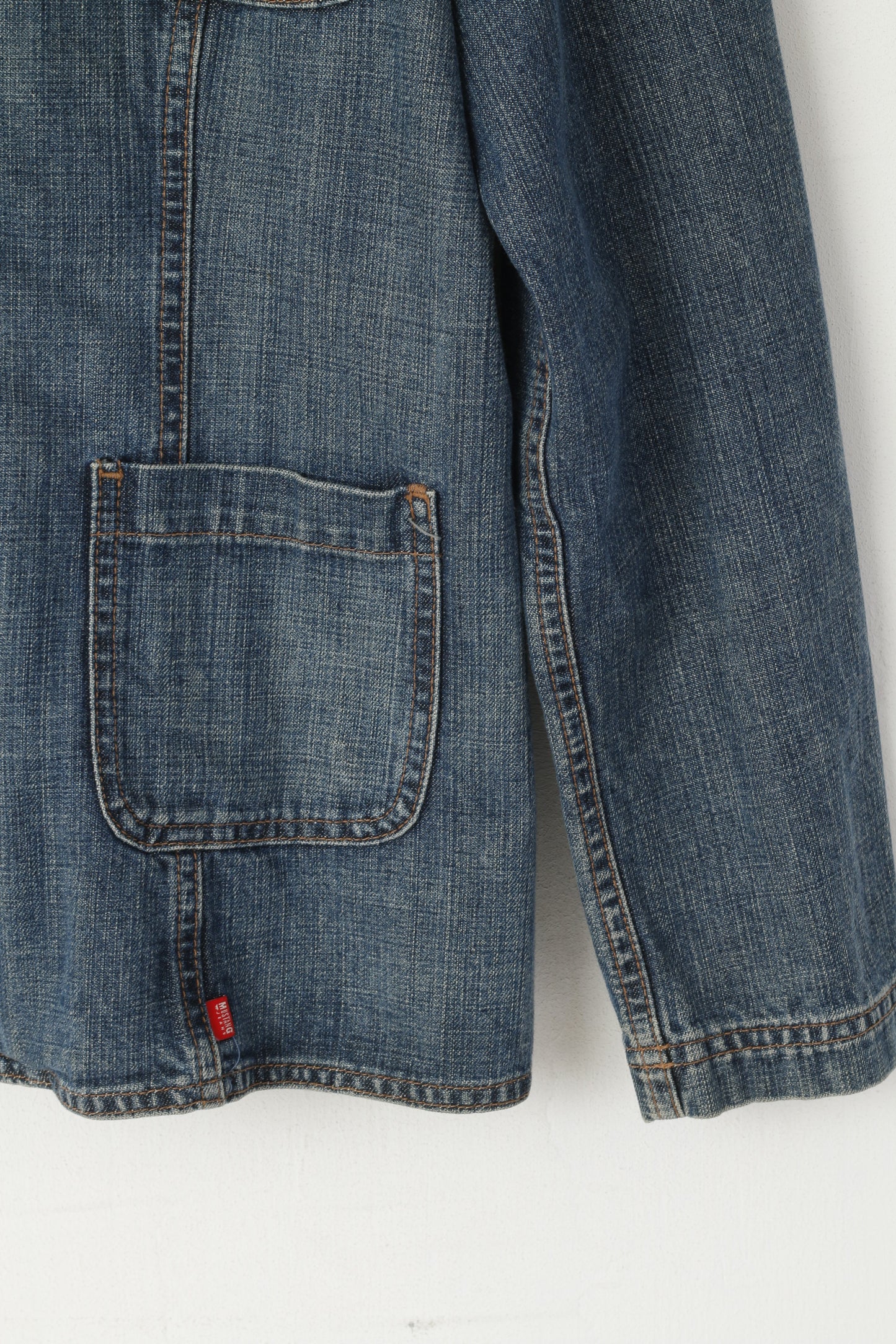 Mustang Jeans Donna L Blazer Giacca di jeans con bottoni a pressione in cotone denim vintage blu