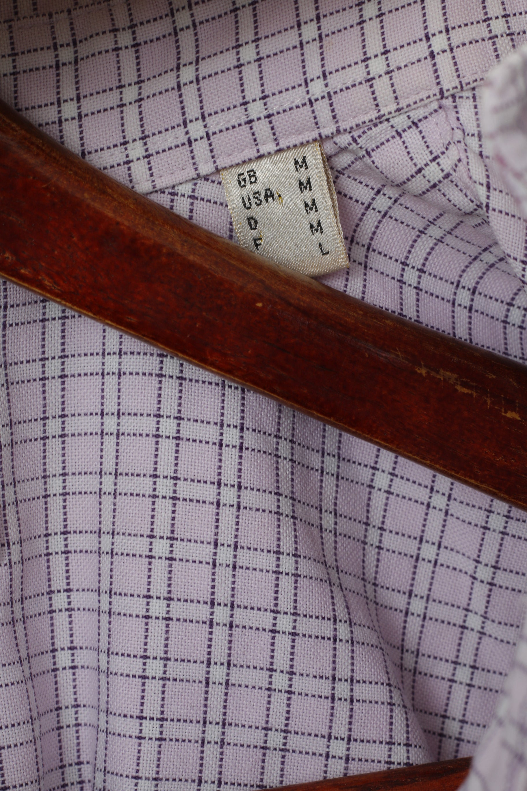 Thomas Burrbery Men M Casual Shirt Pink Check Cotton Short Sleeve Top