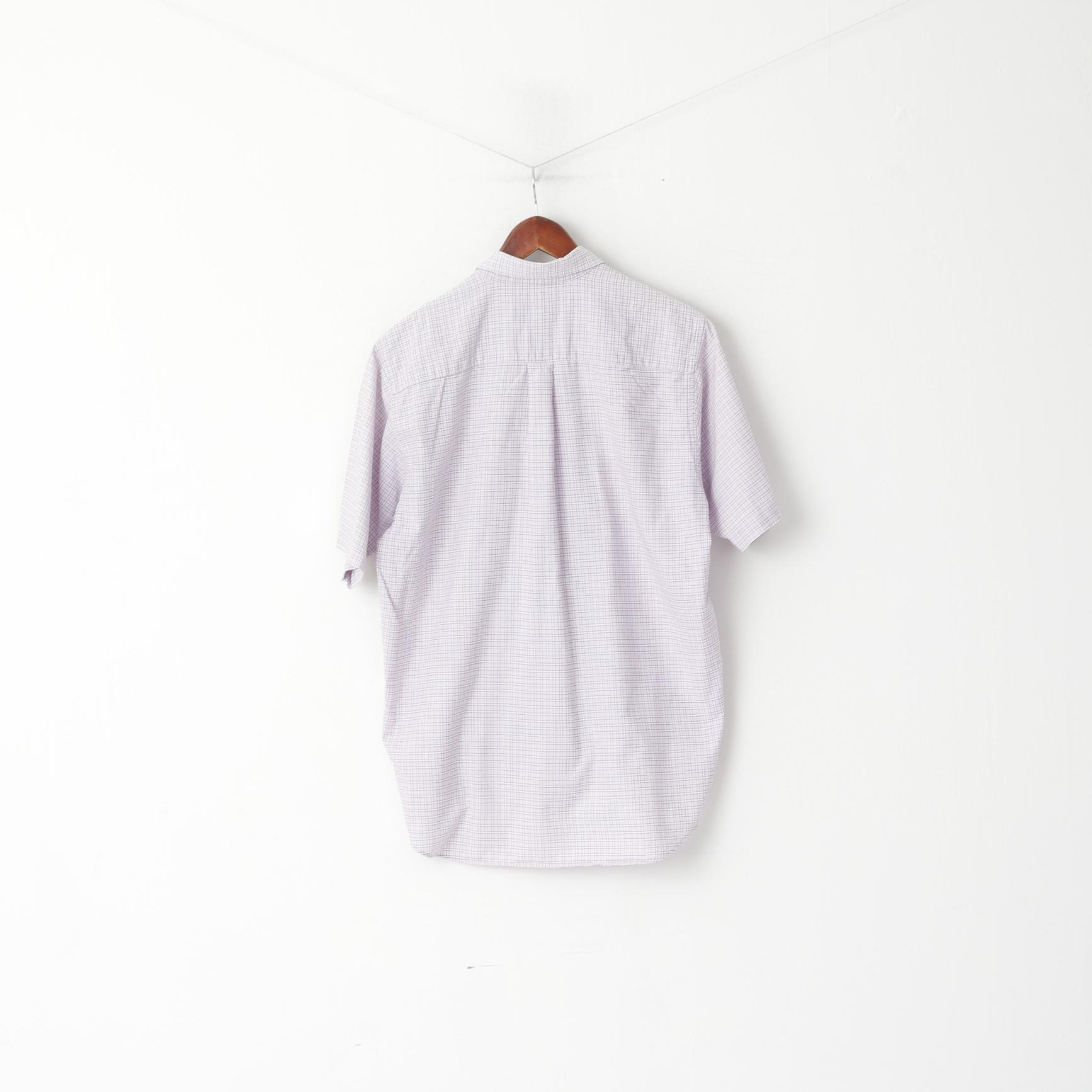 Thomas Burrbery Men M Casual Shirt Pink Check Cotton Short Sleeve Top