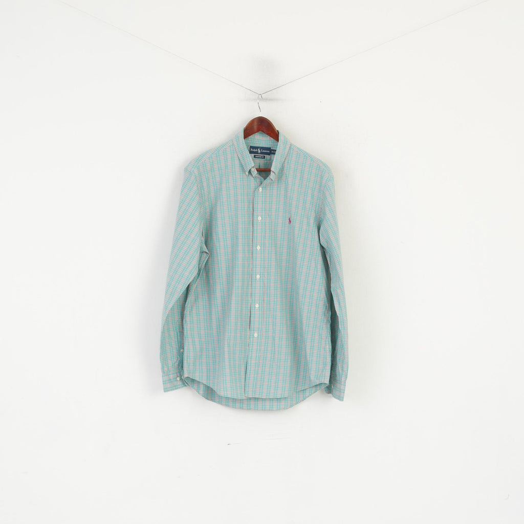 Ralph Lauren Camicia casual da uomo 16,5 L Top a maniche lunghe in cotone a quadri verde