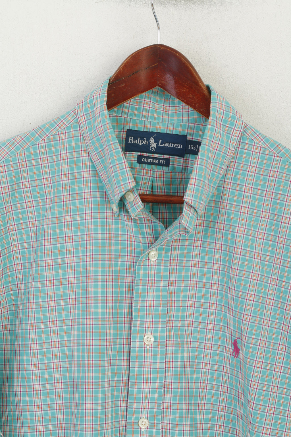 Ralph Lauren Camicia casual da uomo 16,5 L Top a maniche lunghe in cotone a quadri verde
