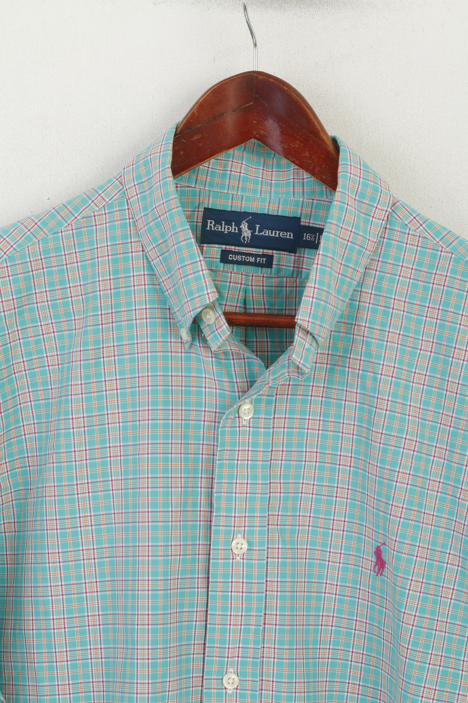 Ralph Lauren Camicia casual da uomo 16,5 L Top a maniche lunghe in cotone a quadri verde