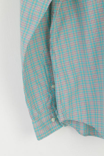 Ralph Lauren Men 16.5 L Casual Shirt Green Check Cotton Custom Fit Long Sleeve Top