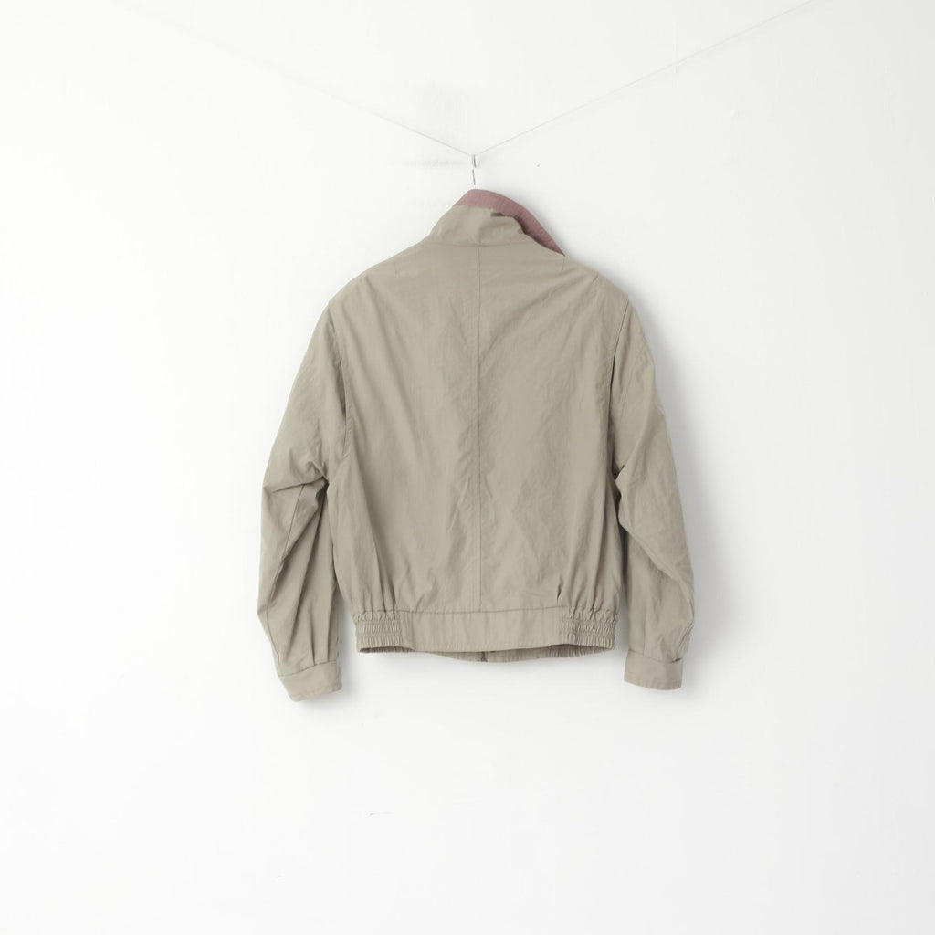 Jacques Galle Men 48 M Bomber Jacket Khaki Full Zipper Shoulder Pads Vintage Top