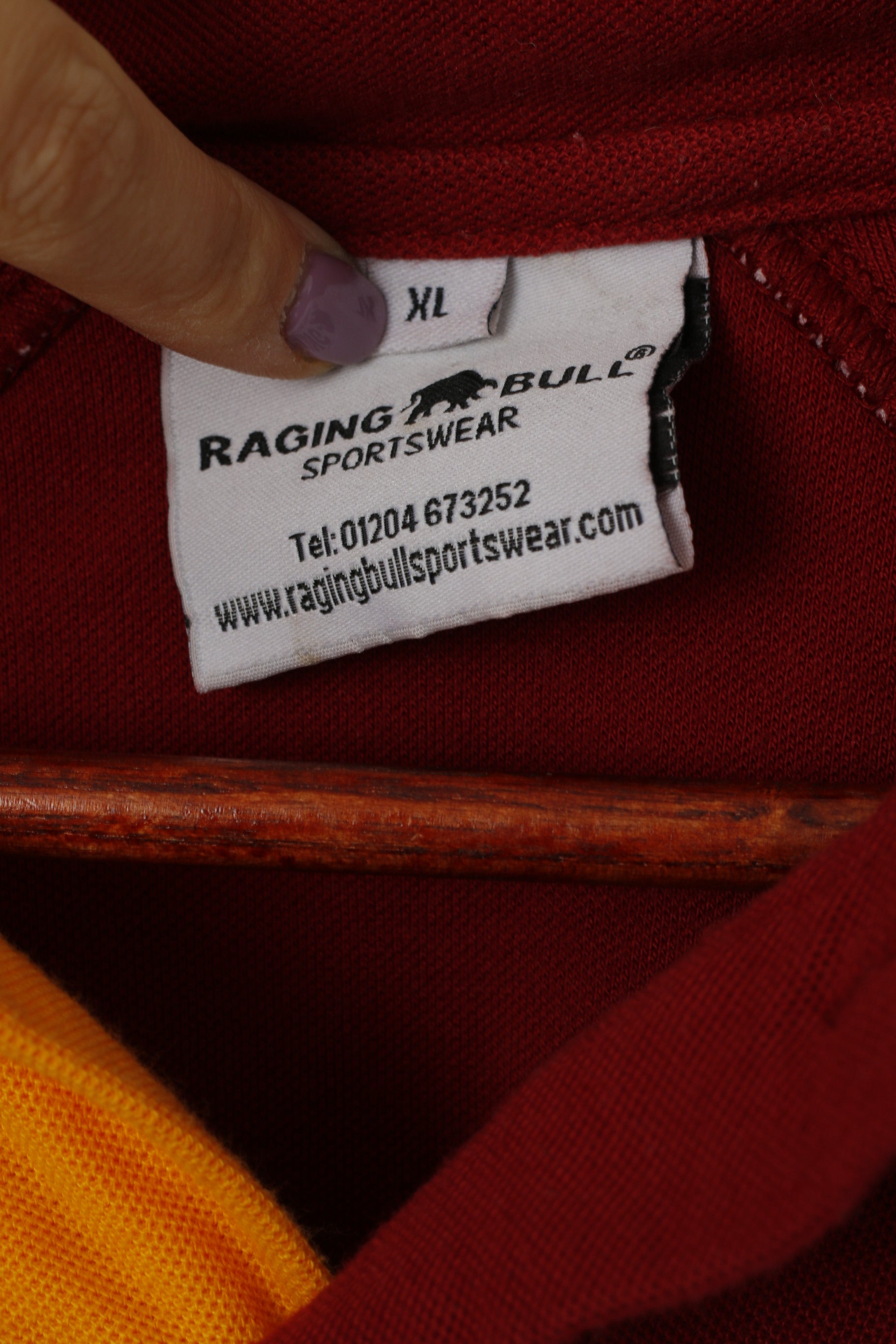 Raging Bull Sportswear Hommes XL Polo Marron Coton Seaton Rangers ARLFC Haut