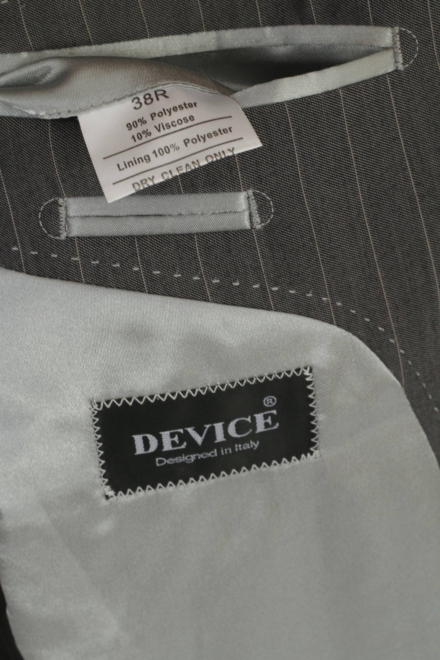 Device Men 38 Blazer Grigio a righe Progettato in Italia Giacca vintage monopetto