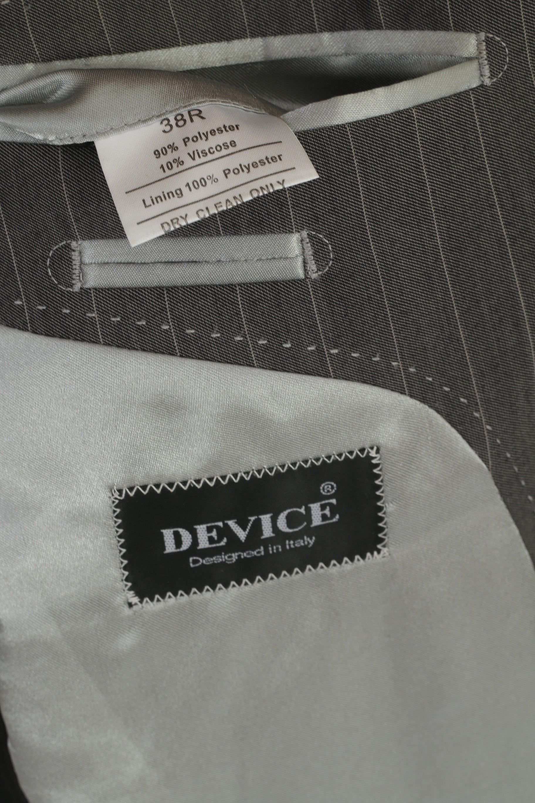 Device Men 38 Blazer Gray Striped  Designed in Italy Single Breasted Vintage Jacket