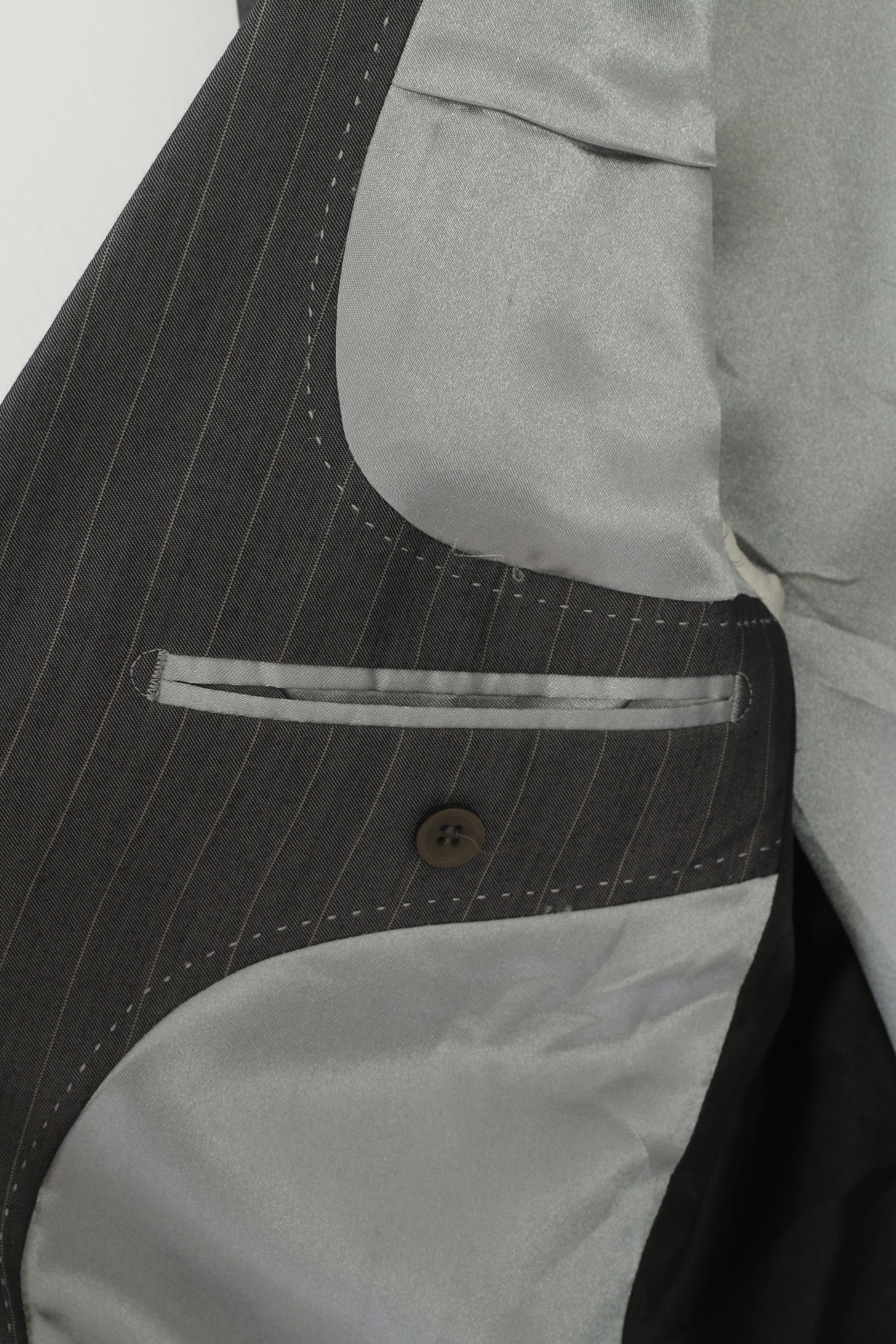 Device Men 38 Blazer Gray Striped  Designed in Italy Single Breasted Vintage Jacket