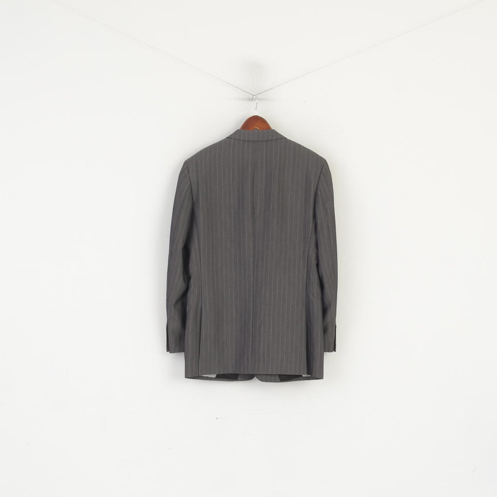 Device Men 38 Blazer Gray Striped  Designed in Italy Single Breasted Vintage Jacket