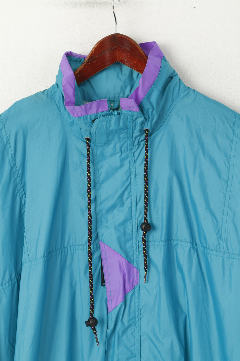 Linea Sporta Hommes L Veste Vintage Vert Nylon Imperméable Caché Capuche Pleine Fermeture Éclair Haut