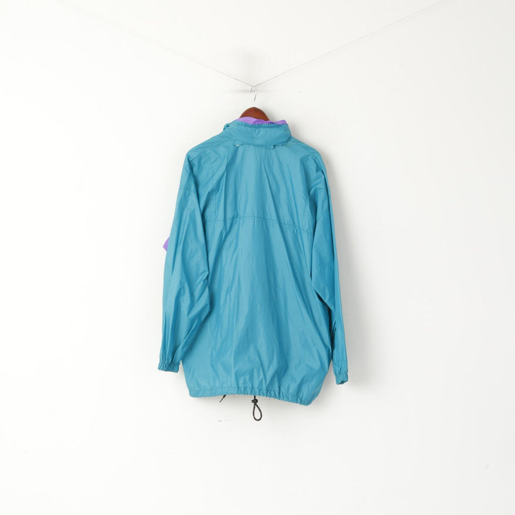 Linea Sporta Hommes L Veste Vintage Vert Nylon Imperméable Caché Capuche Pleine Fermeture Éclair Haut