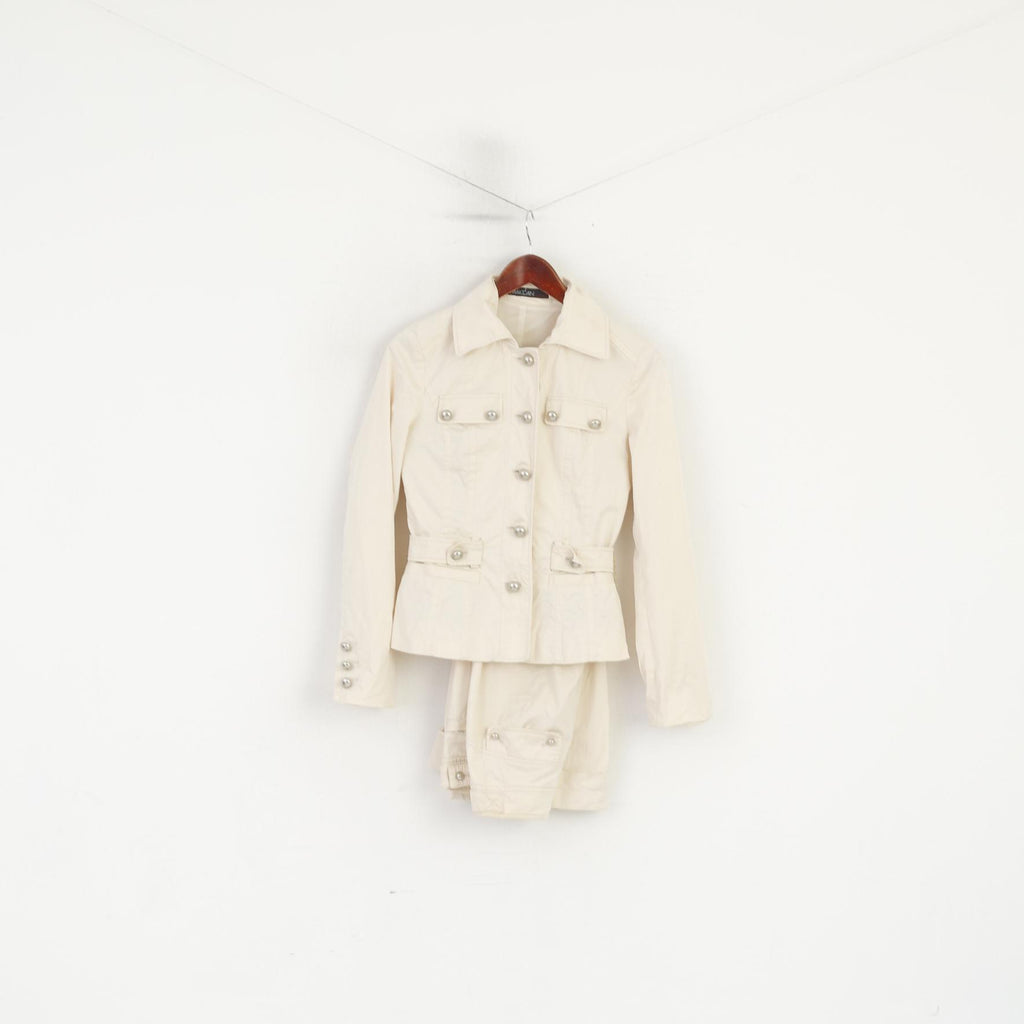 Marc Cain Donna 1 XS Abito Blazer Beige Pantaloni in cotone Giacca bootcut Set su misura 