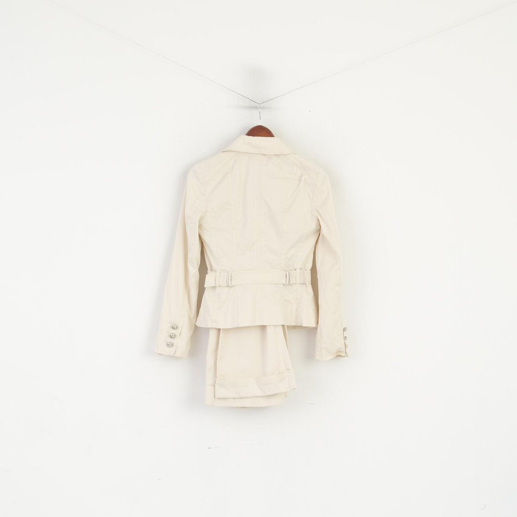 Marc Cain Donna 1 XS Abito Blazer Beige Pantaloni in cotone Giacca bootcut Set su misura 