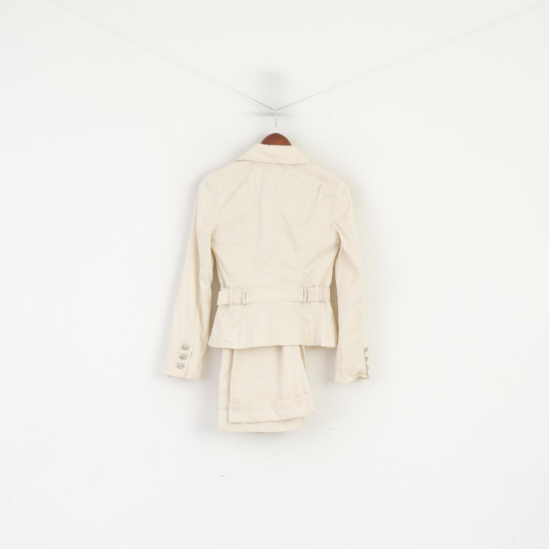 Marc Cain Donna 1 XS Abito Blazer Beige Pantaloni in cotone Giacca bootcut Set su misura 